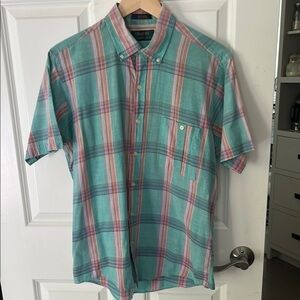 Vintage Colours by Alexander Julian Green, Pink plaid Button Down Shirt XL